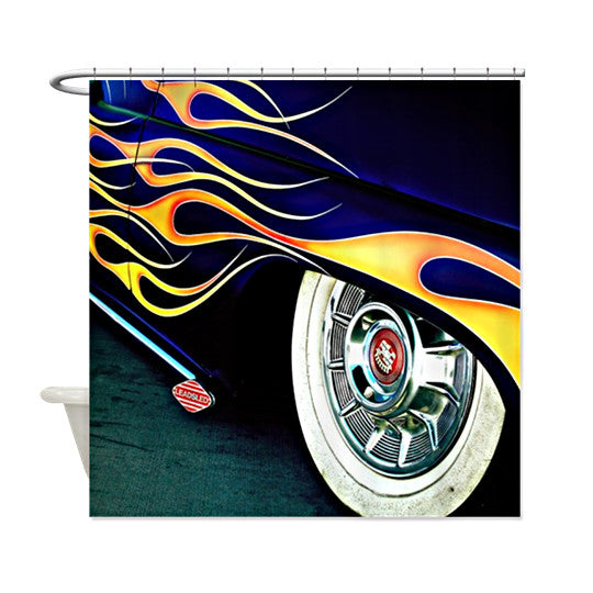 Lead Sled with Flames Shower Curtain